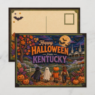 Cartão Postal Feliz Halloween Dos Meninos Do Kentucky