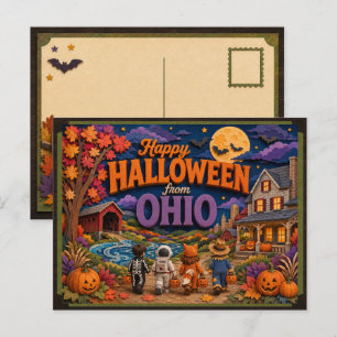 Cartão Postal Feliz Halloween Dos Miúdos de Ohio