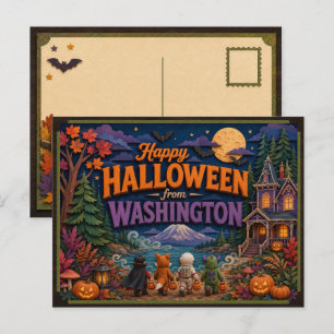 Cartão Postal Feliz Halloween dos Washington Kids