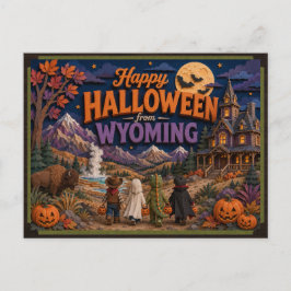Cartão Postal Feliz Halloween dos Wyoming Kids
