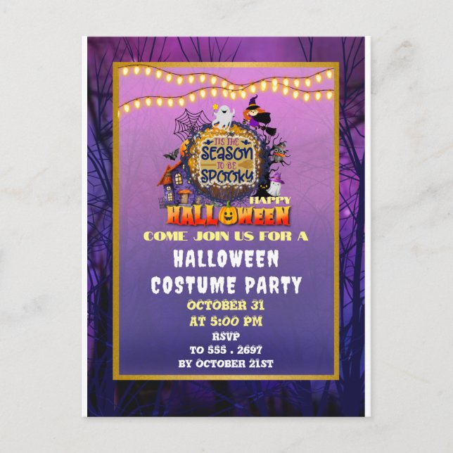 Cartão Postal Feliz Halloween É a Celebração da Temporada Assust (Frente)