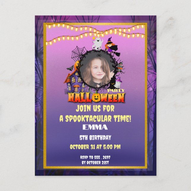 Cartão Postal Feliz Halloween É Felebração da Época Spooky (Frente)