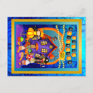 Cartão Postal Feliz Halloween Festa de Crianças de Festas