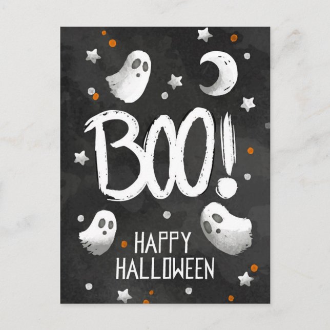 Cartão Postal Feliz Halloween Ghost (Frente)