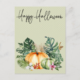Cartão Postal Feliz Halloween Havaí Abóbora Tropical