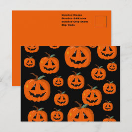 Cartão Postal Feliz Halloween Jack O Lanterna Arte Ilustrativa