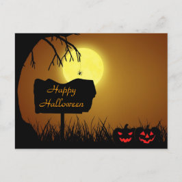 Cartão Postal Feliz Halloween Jack O Lanterna Pumpkins