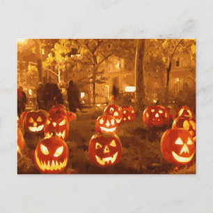 Cartão Postal Feliz Halloween Jack O Lanternas