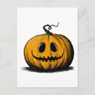 Cartão Postal Feliz Halloween Jack O'Lantern Adulto Natural