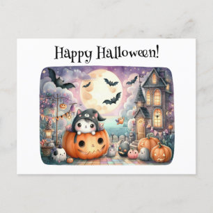Cartão Postal Feliz Halloween Kawaii