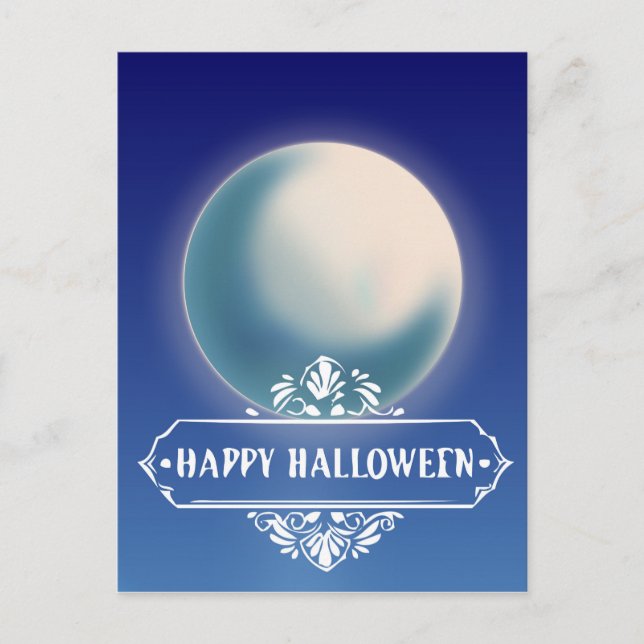 Cartão Postal Feliz Halloween Lua Assustadora (Frente)