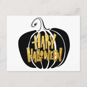 Cartão Postal Feliz Halloween Minimalista Pumpkin