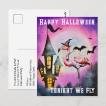 Feliz Halloween Morcegos Flamingo Castelo Assombra