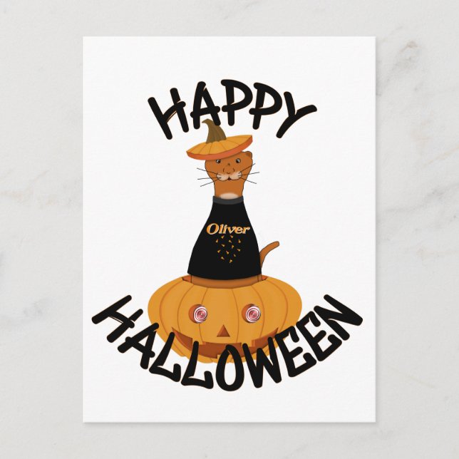 Cartão Postal Feliz Halloween Oliver! (Frente)