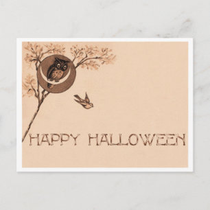 Cartão Postal Feliz Halloween Owl