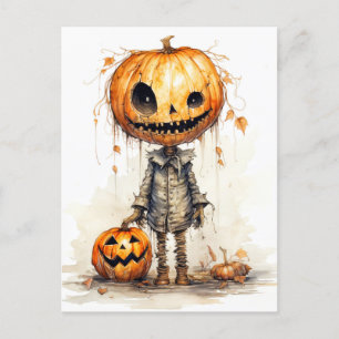 Cartão Postal Feliz Halloween Pumpkin Sassustrow Art