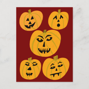 Cartão Postal FELIZ HALLOWEEN Pumpkins Jack-O-Lanternas