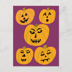 Cartão Postal FELIZ HALLOWEEN Pumpkins Jack-O-Lanternas