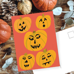 Cartão Postal FELIZ HALLOWEEN Pumpkins Jack-O-Lanternas