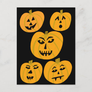 Cartão Postal FELIZ HALLOWEEN Pumpkins Jack-O-Lanternas