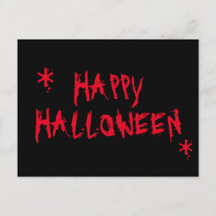 Cartão Postal Feliz Halloween sangrento vermelho e preto assusta