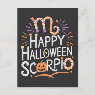 Cartão Postal Feliz Halloween, Scorpio Halloween Cote Escorpião