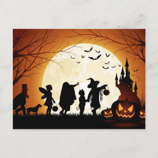 Cartão Postal Feliz Halloween Silhouette Children