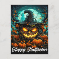 Feliz Halloween Sinistro Abóbora Louca Iluminada