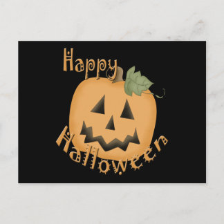 Cartão Postal Feliz Halloween sorrindo Jack O'Lantern