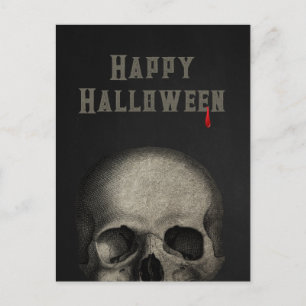 Cartão Postal Feliz Halloween Spooky Caveira Humana