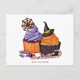 Cartão Postal Feliz Halloween Spooky, Cupcake doce