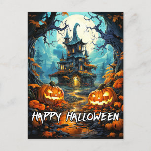 Cartão Postal Feliz Halloween - Velho Casarão Assombrado