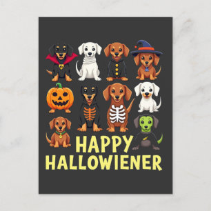 Cartão Postal Feliz Hallowiener Spooky Halloween Dog Weiner