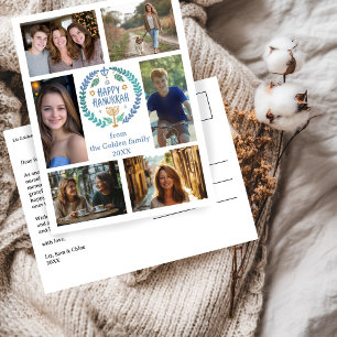 Cartão Postal FELIZ HANUKKAH Feriado 6 FOTO PERSONALIZADO, desen
