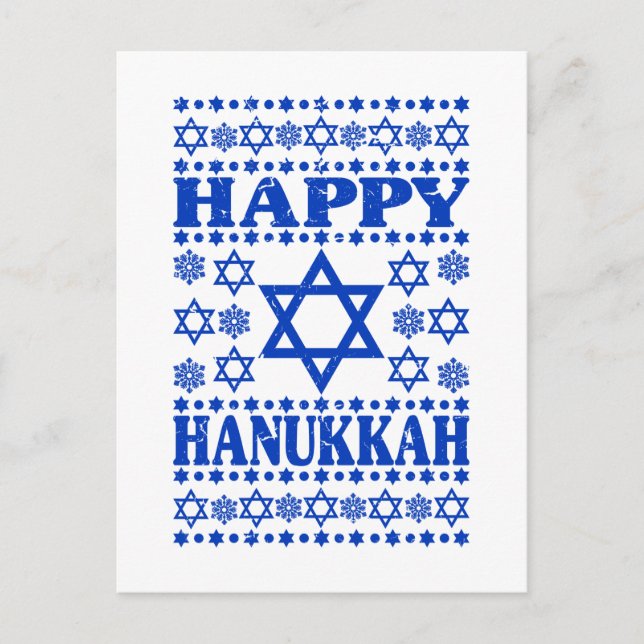 Cartão Postal Feliz Hanukkah - Presente de Feriado Judeu (Frente)