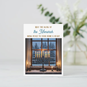 Cartão Postal Feliz Hanukkah   Que o Brilho da Menorá 