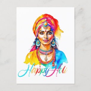 Cartão Postal Feliz Holi Mulher