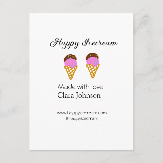 Cartão Postal Feliz Icecream adiciona nome ao site de mídia soci (Frente)