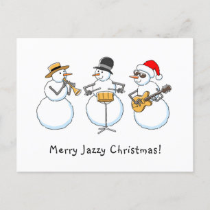 Cartão Postal Feliz Jazzy Natal Engraçado Snowman Jazzband