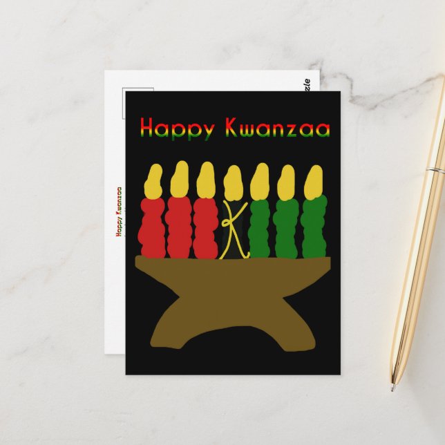 Cartão Postal Feliz Kwanzaa Kinara (Frente/Verso In Situ)
