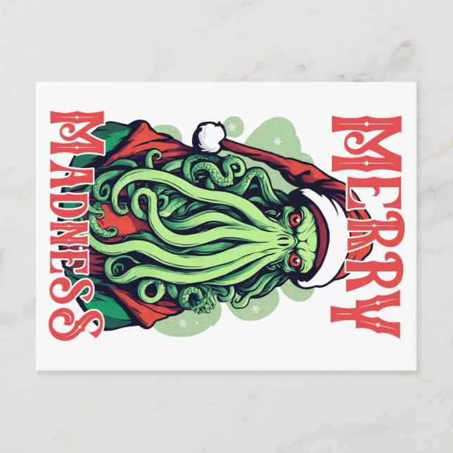 Cartão Postal Feliz Madness - Papais noeis Cthulhu encaram (Frente)
