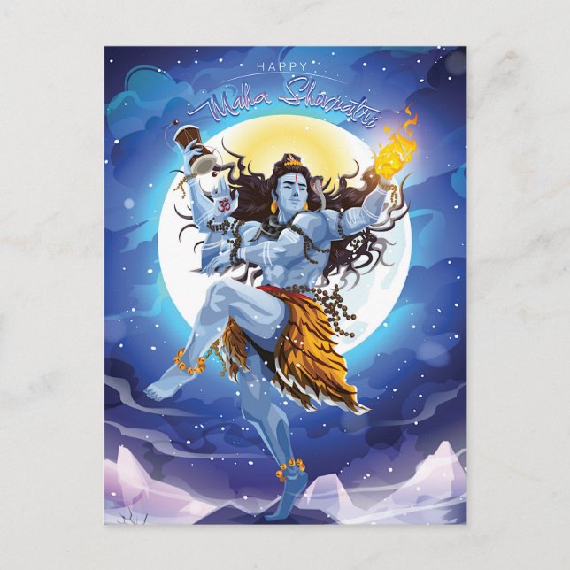 Cartão Postal Feliz Maha Shivratri, Senhor Shiva (Frente)