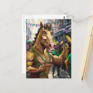 Cartão Postal Feliz Mardi Gras Horse