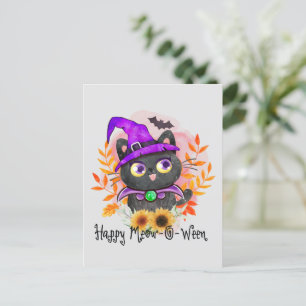 Cartão Postal Feliz Miau-o-entre-Negra Bruxa Negra