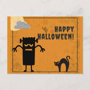 Cartão Postal Feliz Monstro Spooky do Halloween