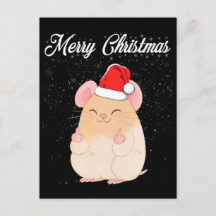 Cartão Postal Feliz Mouse de Natal do Mouse Médio Rude Xmas Feia