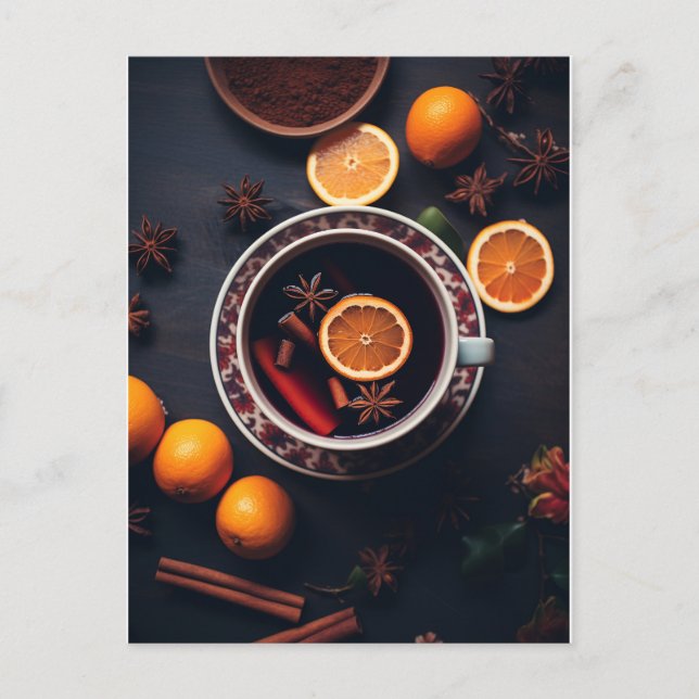 Cartão Postal Feliz & Mulled | Cozy Holiday Drink (Frente)