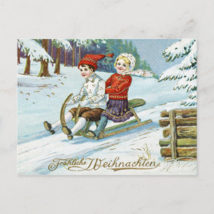 Cartão Postal Feliz Natal alemão vintage Frohe Weinachten
