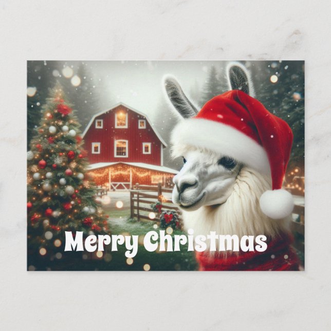 Cartão Postal Feliz Natal Alpaca (Frente)