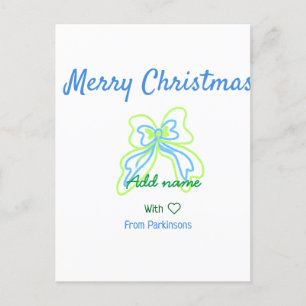 Cartão Postal Feliz Natal arco verde azul adicione nome de famíl